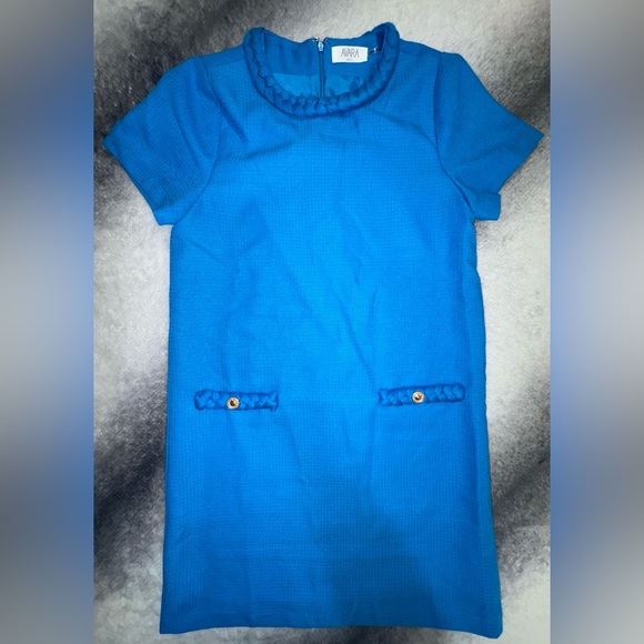 Avara Dotty Blue Pocket Detail Retro Mod Dress Small S - Picture 4 of 8